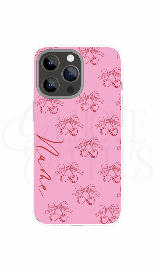 Cherry Bow Name Phone Case
